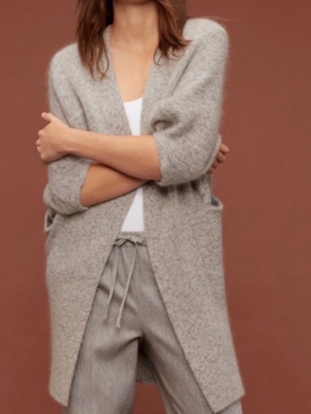 Babaton Aritzia Italian Mohair Wool Alpaca Cardigan Gray XXS